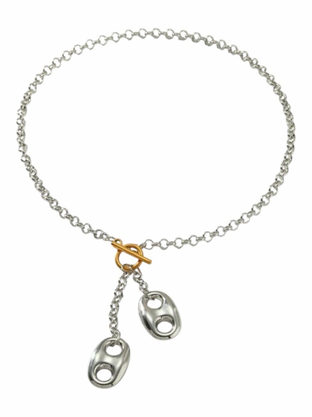 Puff Toggle Chain Necklace NWT 18KT Gold Plated PVD Coated